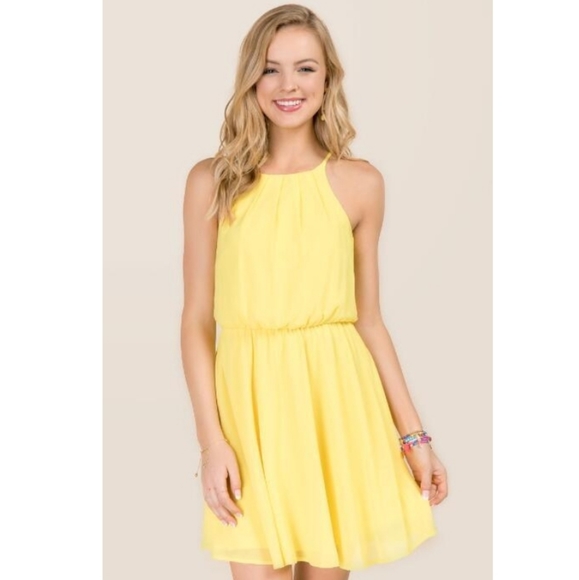 Lush Dresses & Skirts - Francesca Lush Gold Elastic Waist Dress